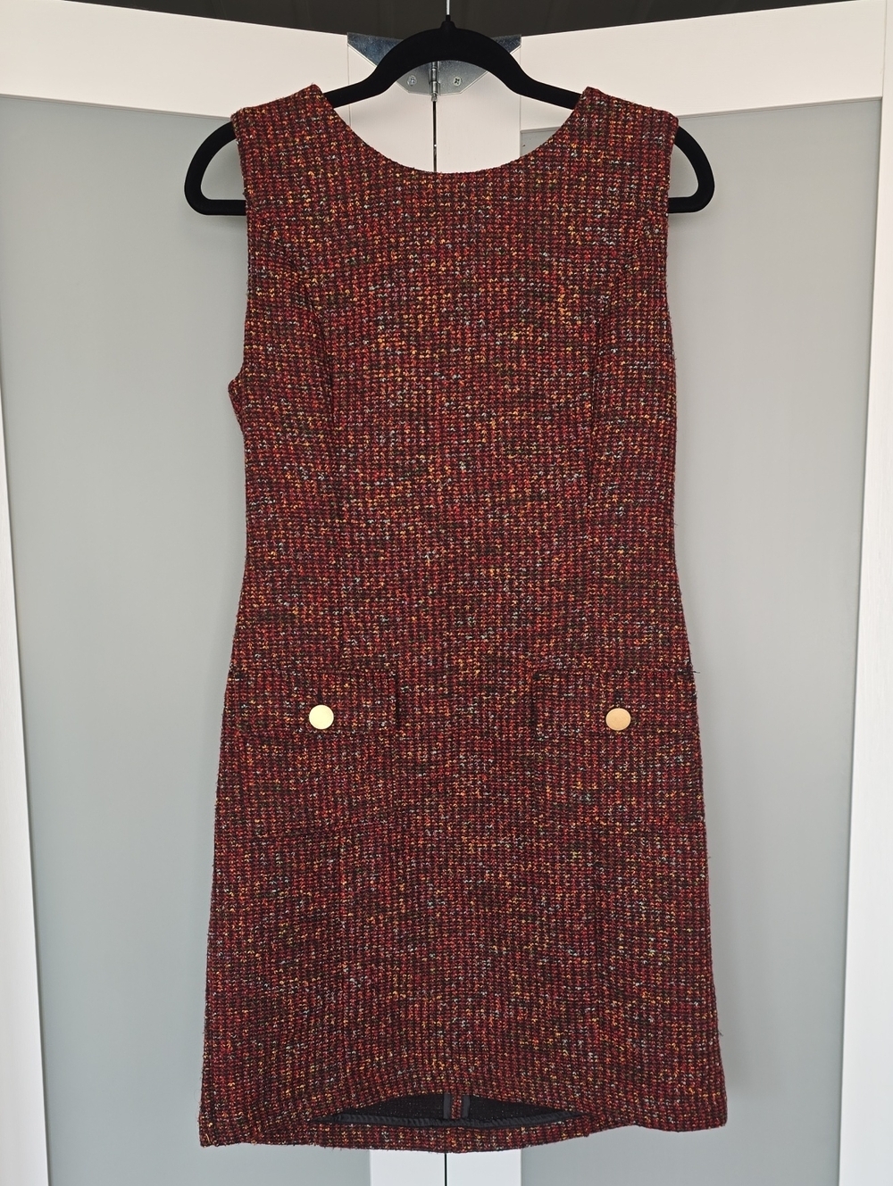 Liverpool Burgundy Tweed Mini Shift Dress - Picture 1 of 13